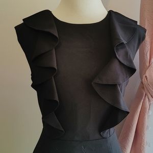 Calvin Klein black ruffle dress